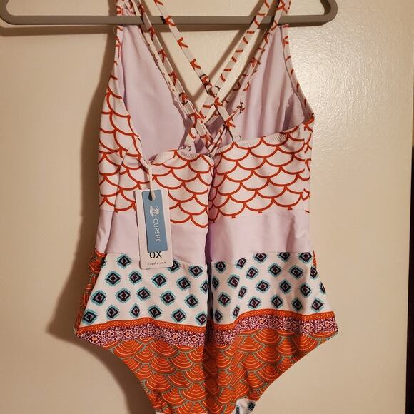 Cupshe Fish Scales Print One Piece 0X NWT - Picture 4 of 8
